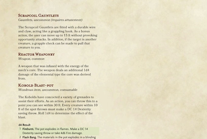 custom 5e compatible magic items